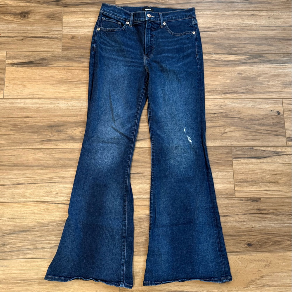 Express Dark Blue Flare Jeans